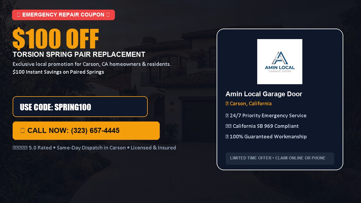 $100 OFF Heavy-Duty Torsion Spring Pair Replacement in Carson, CA