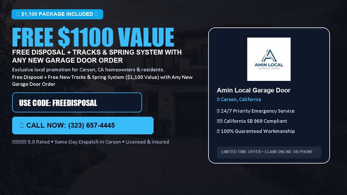 Free Disposal + Free New Tracks & Spring System with Any New Garage Door Order ($1100 Value) in Carson, CA